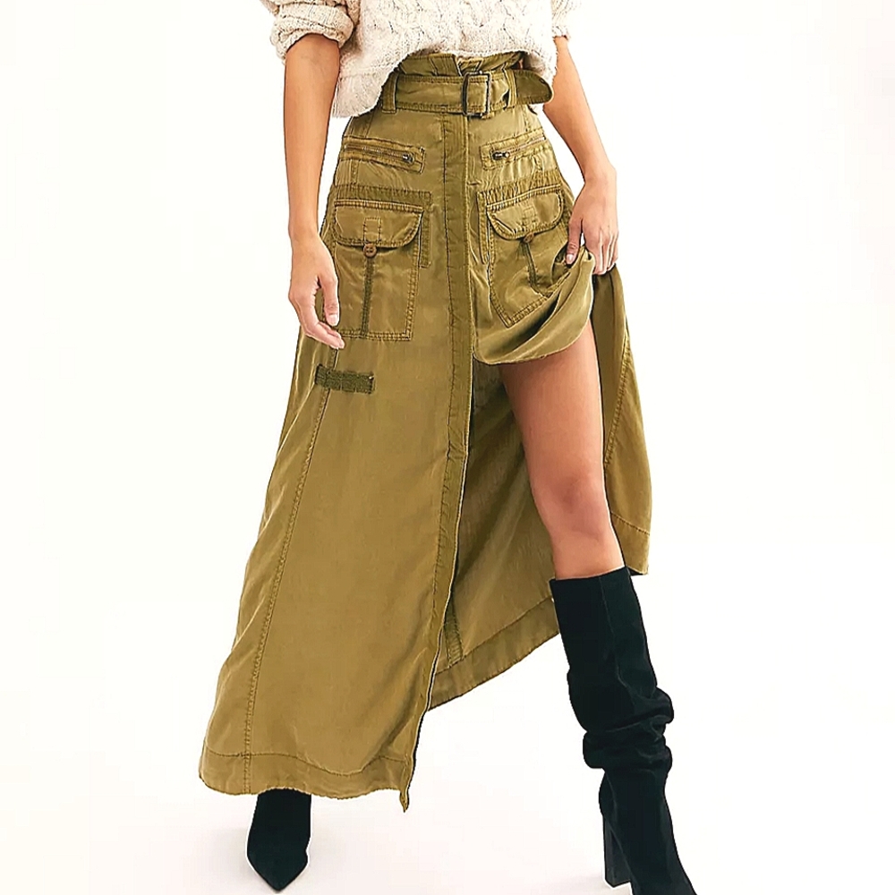 NWT Free People The Feeling of Falling Utility Maxi Skirt